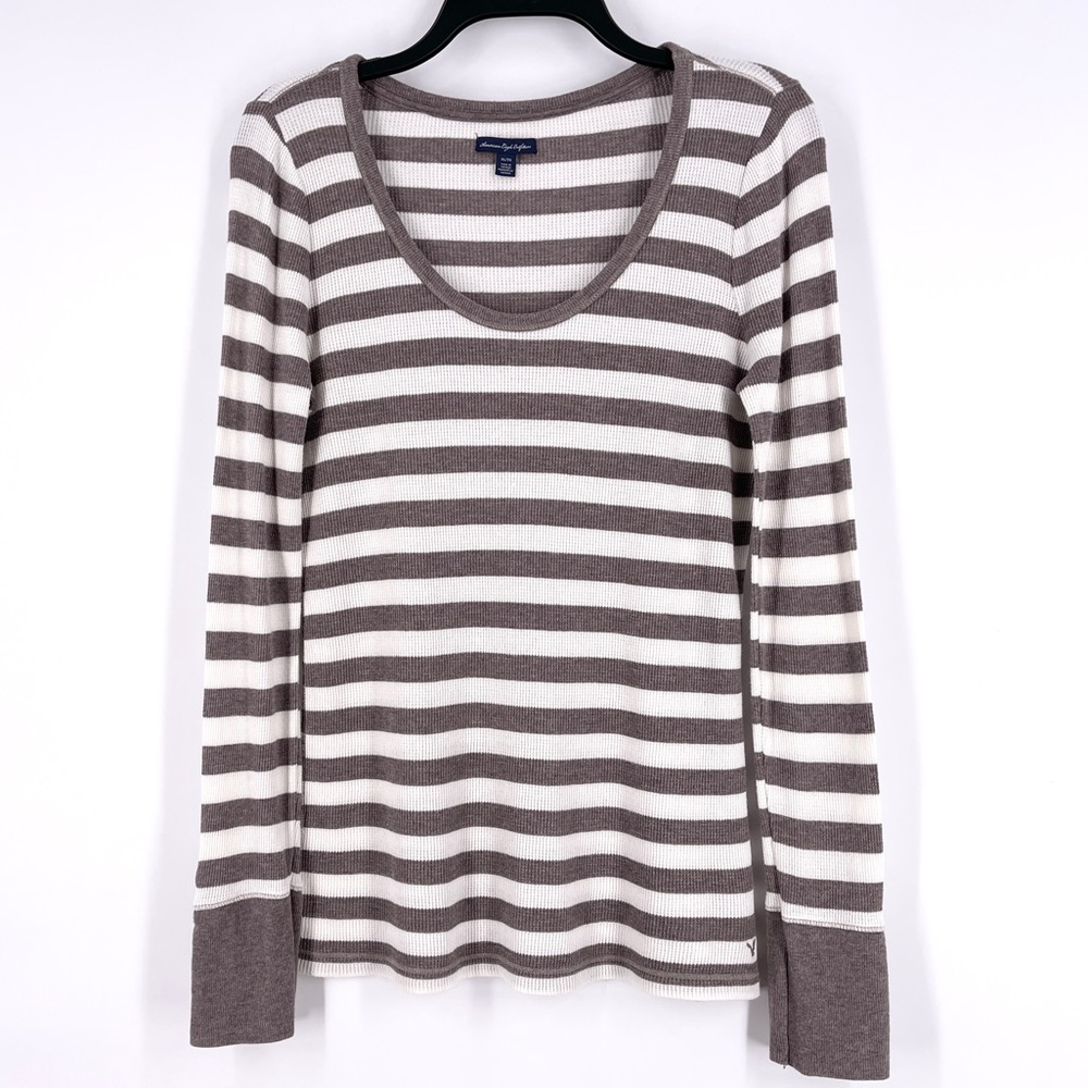 American Eagle long sleeve striped thermal Top Size XL